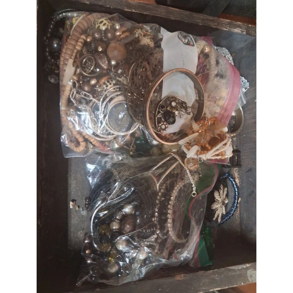 Two bags of junk craft jewelry boho goth mix